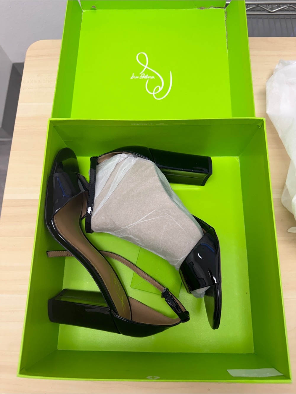 Sam Edelman Black Patent Leather Block Heel Sandals